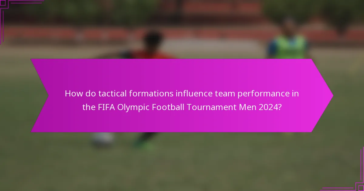 How do tactical formations influence team performance in the FIFA Olympic Football Tournament Men 2024?
