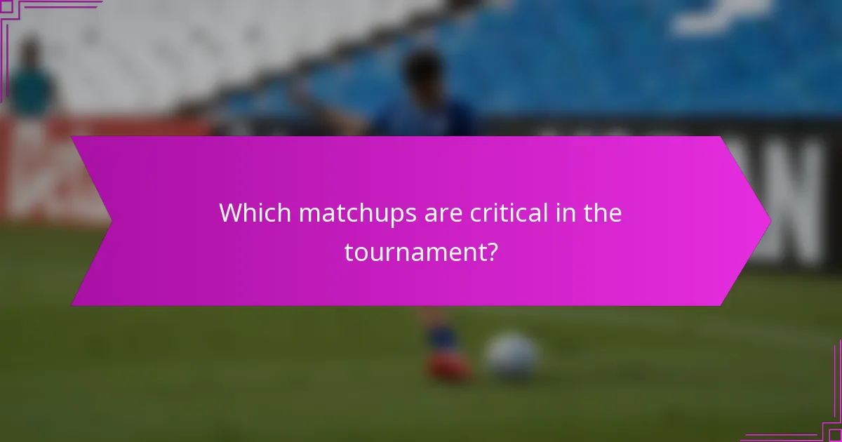 Which matchups are critical in the tournament?