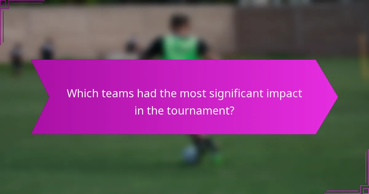 Which teams had the most significant impact in the tournament?